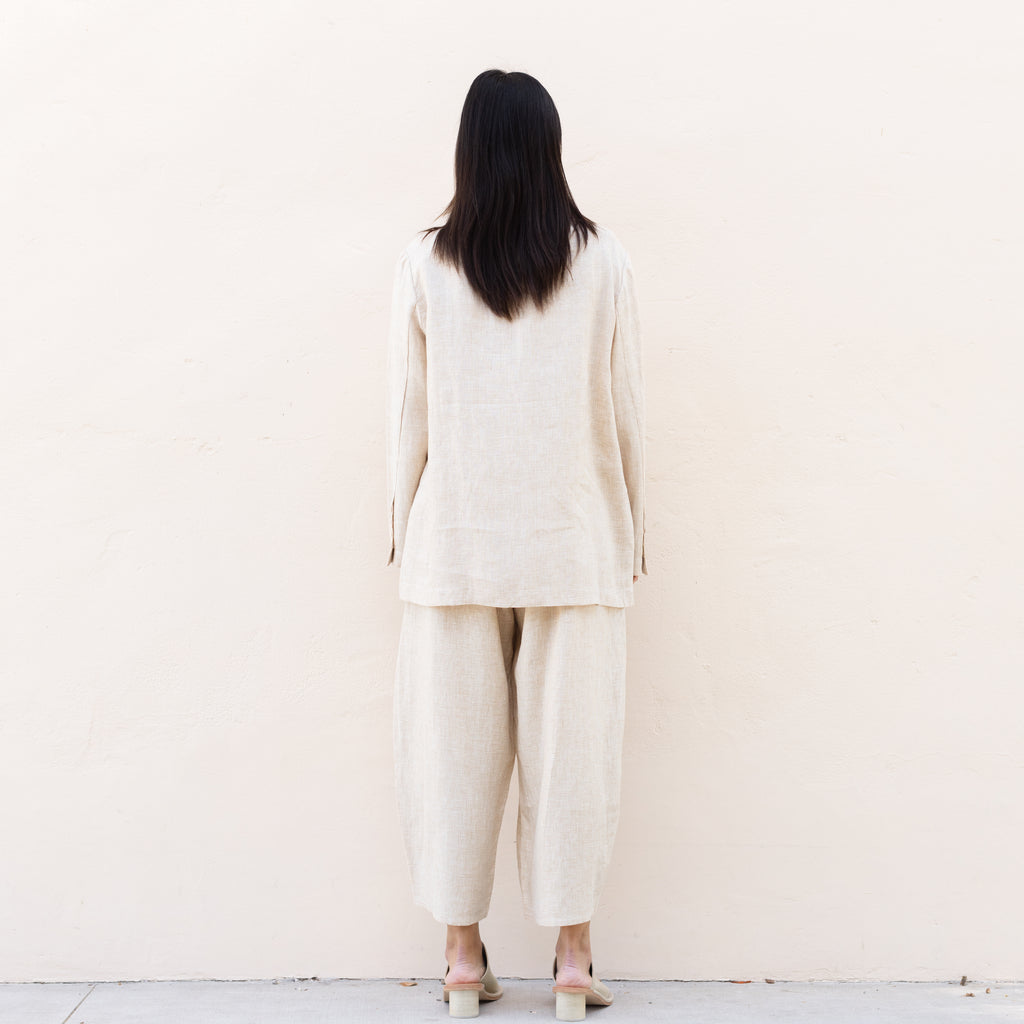 Cordera Melange Linen Curved Pants