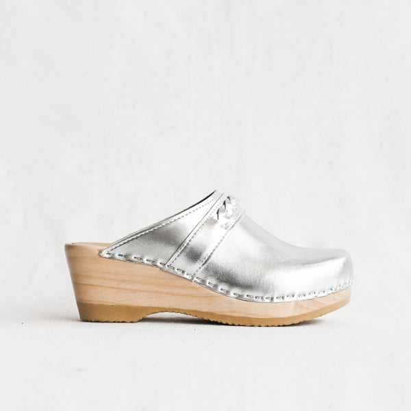 No. 6 Bridget Clog on Mid Wedge - Silver