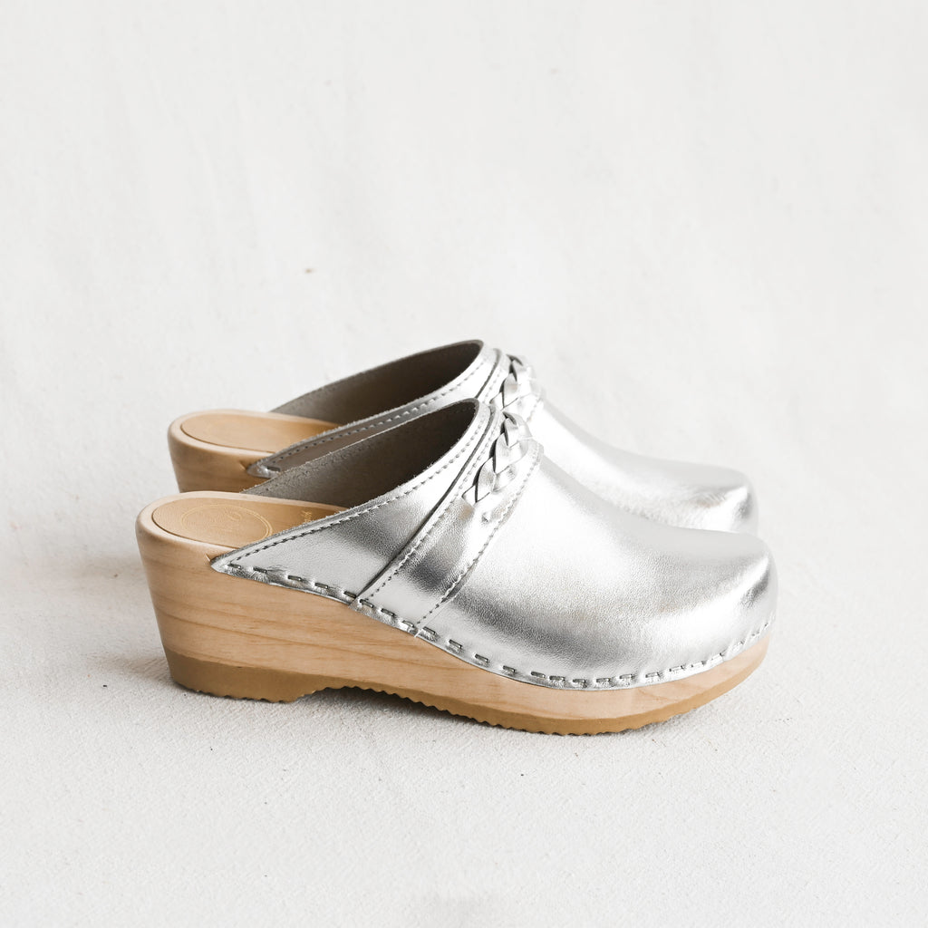 No. 6 Bridget Clog on Mid Wedge - Silver