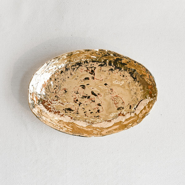 Large Oval Furrowed Bowl - Bronze