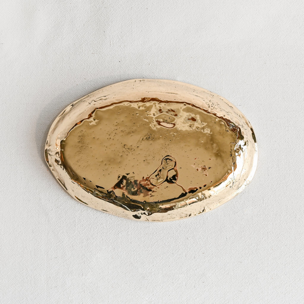 Large Oval Furrowed Bowl - Bronze