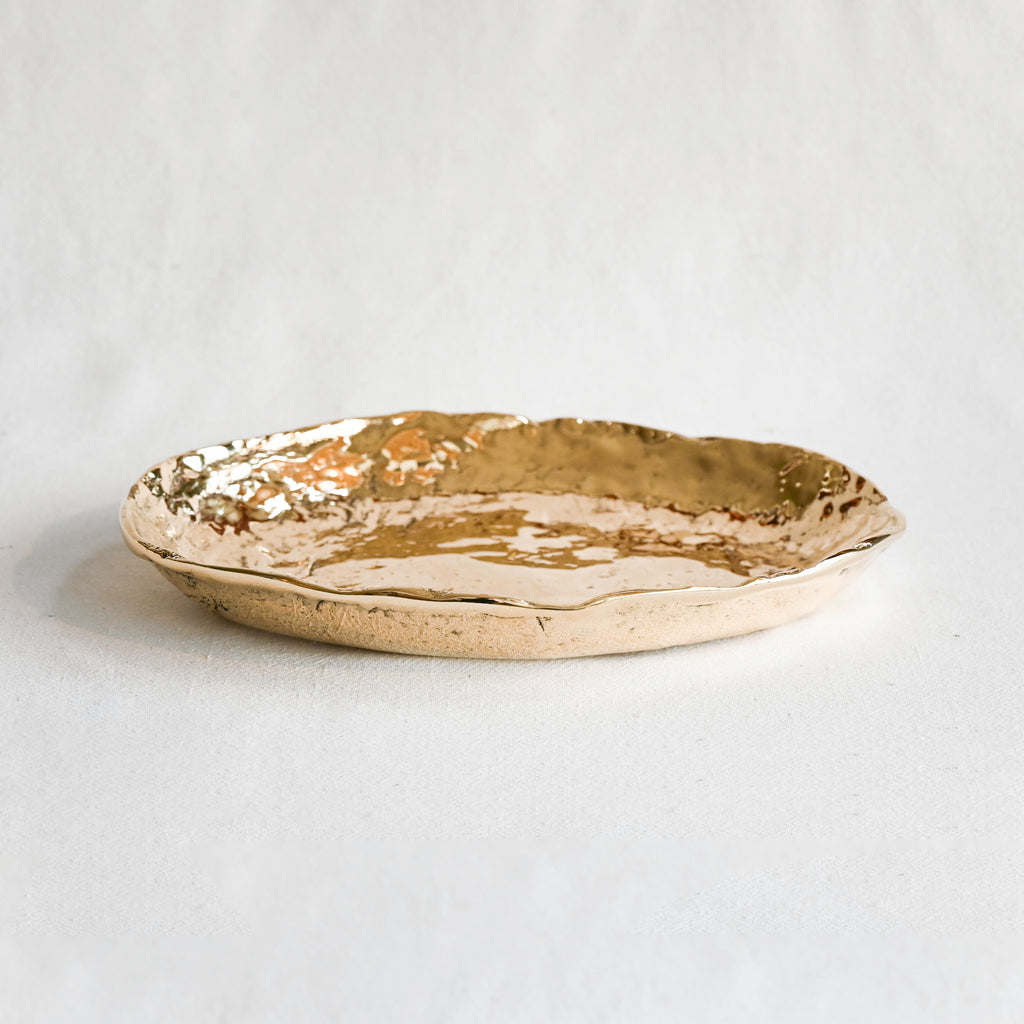 Large Oval Furrowed Bowl - Bronze