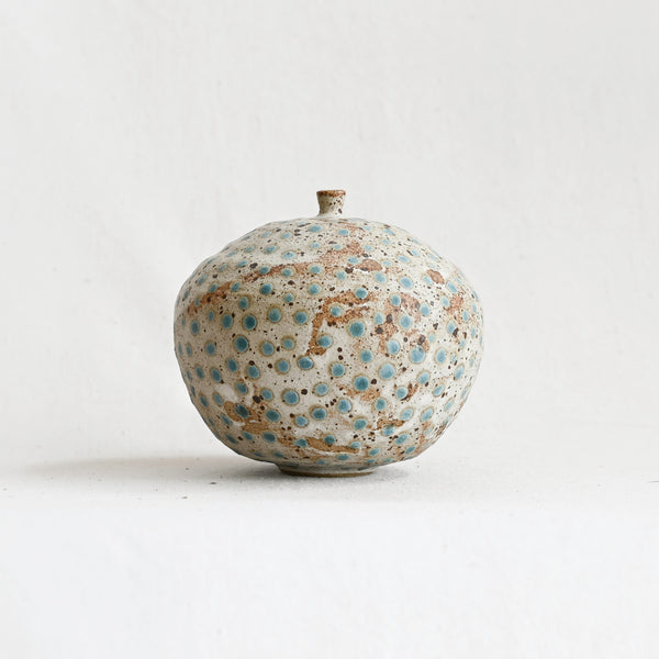 Cream Rust and Teal Polka Dot Weed Pot