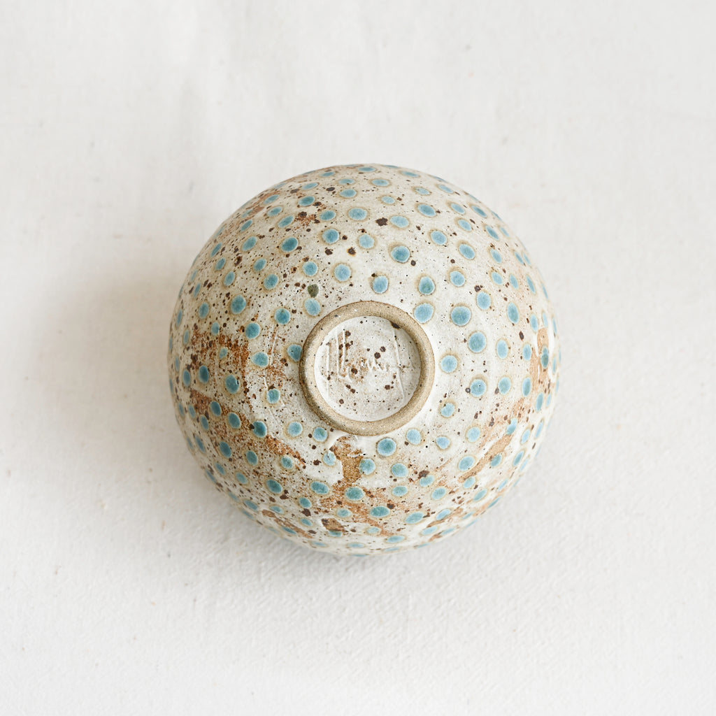 Cream Rust and Teal Polka Dot Weed Pot