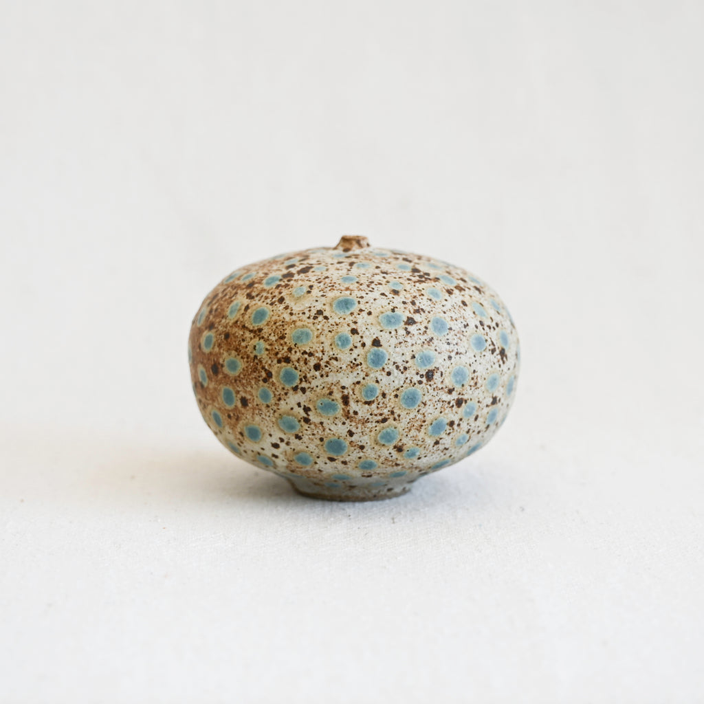 Weed Pot - Rust and Cream with Teal Dots
