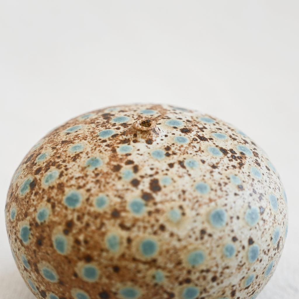 Weed Pot - Rust and Cream with Teal Dots