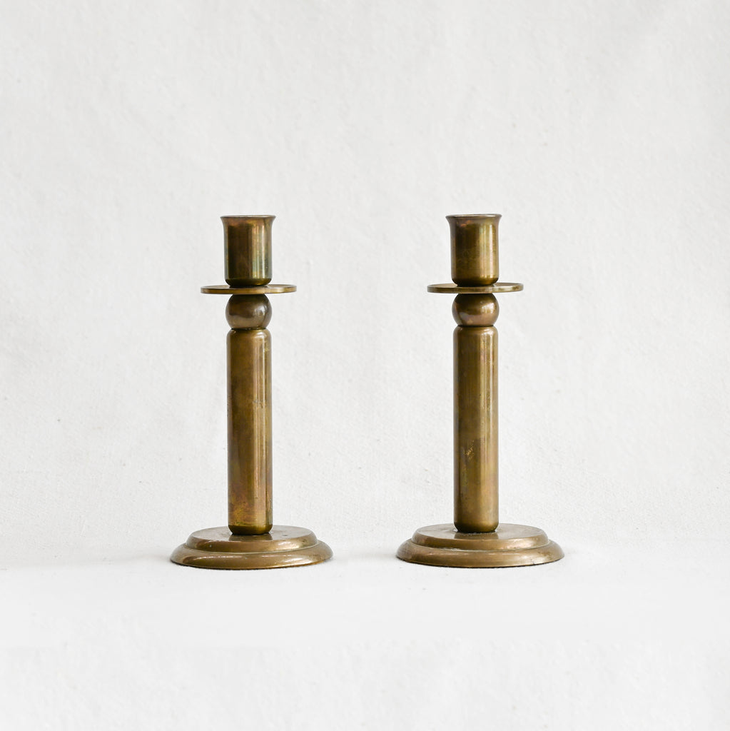 Vintage Brass Candlesticks - Pair