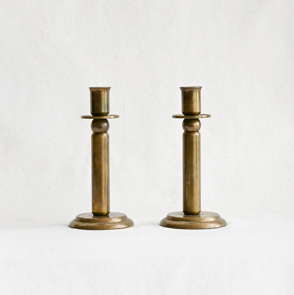 Vintage Brass Candlesticks - Pair