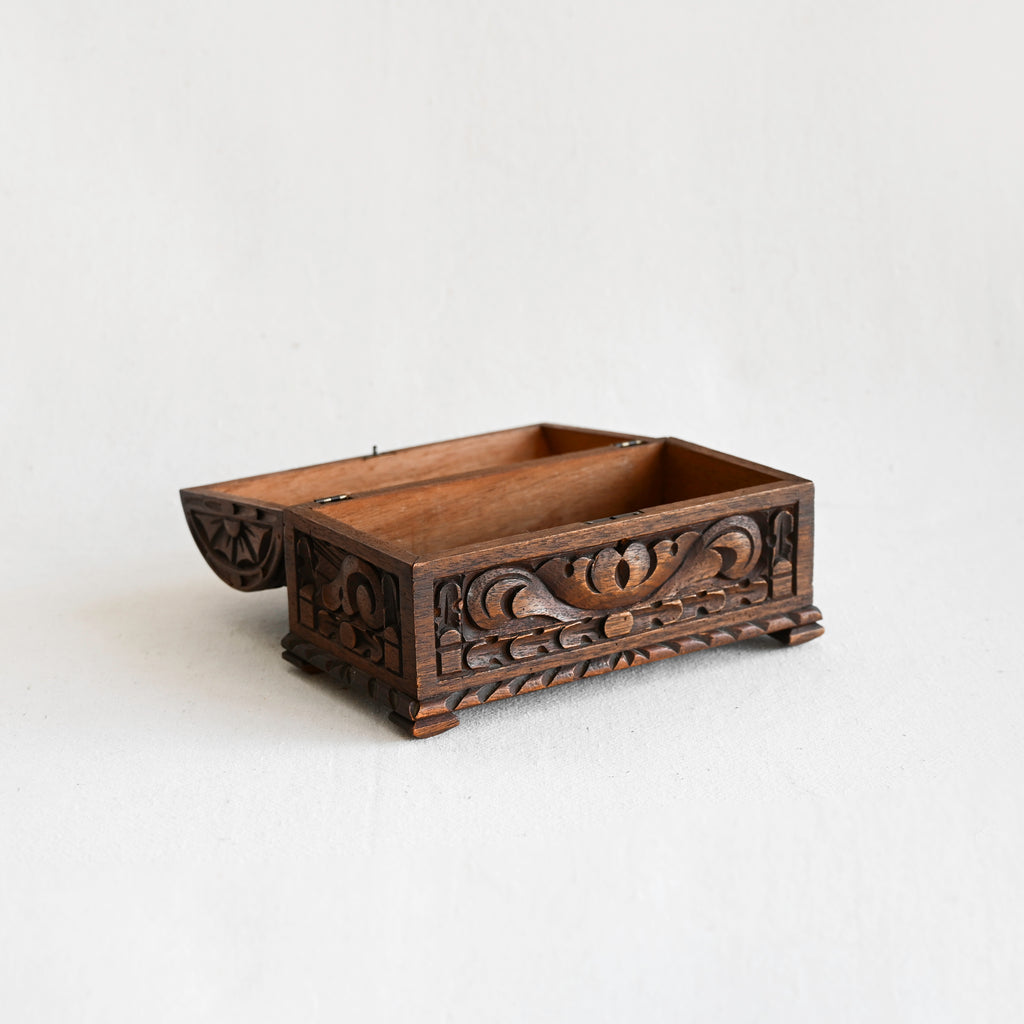 Vintage Carved Wood Lidded Box