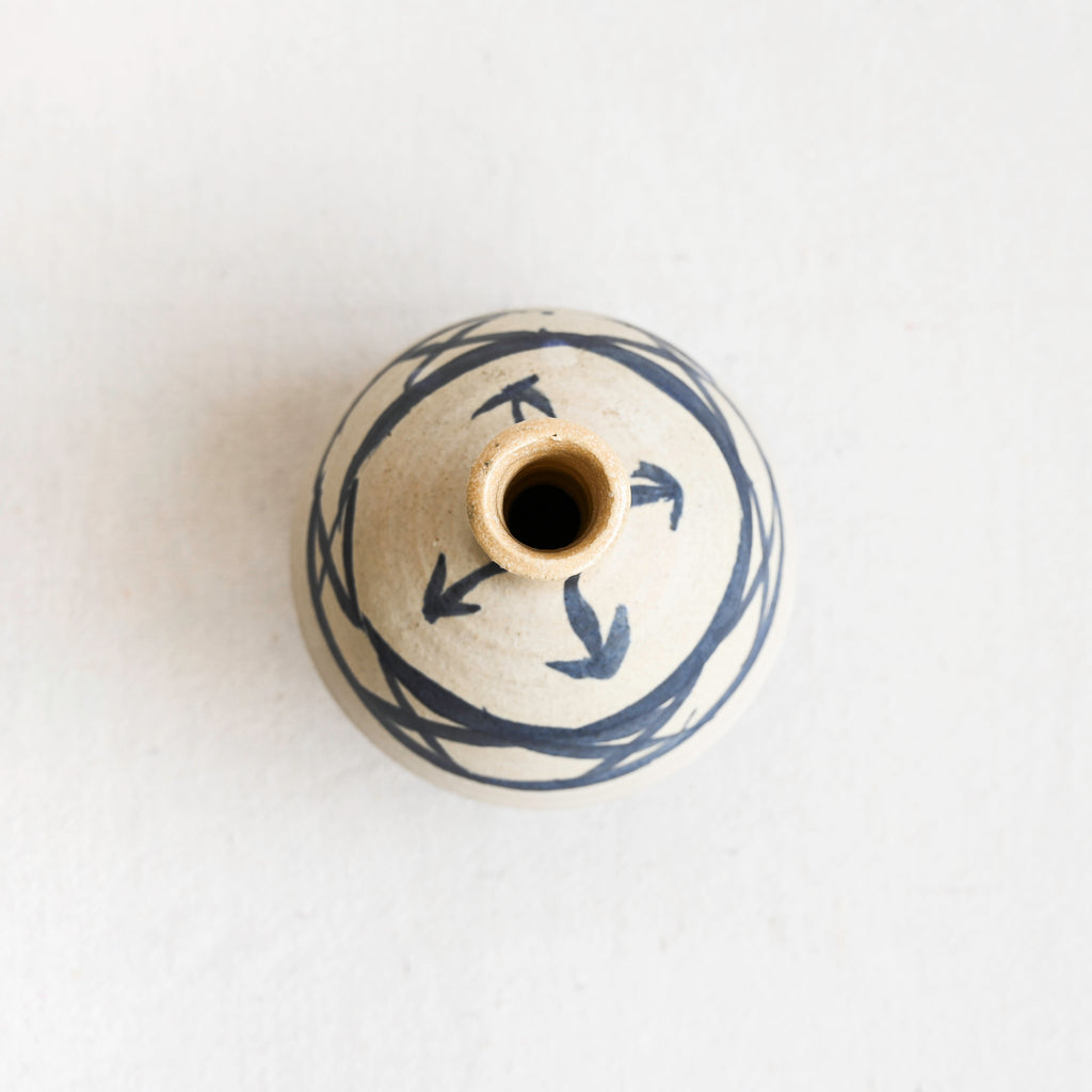 Cream and Indigo Blue Bud Vase