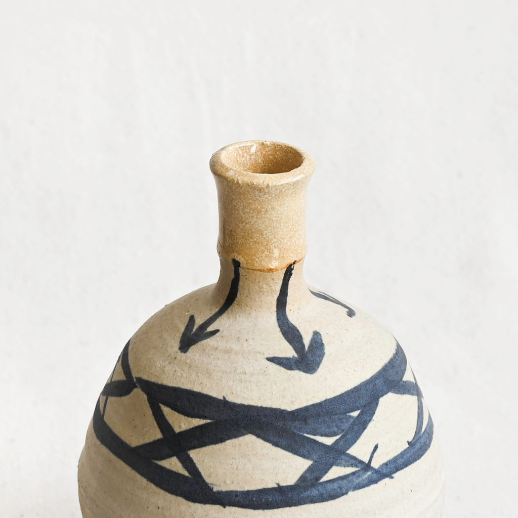 Cream and Indigo Blue Bud Vase