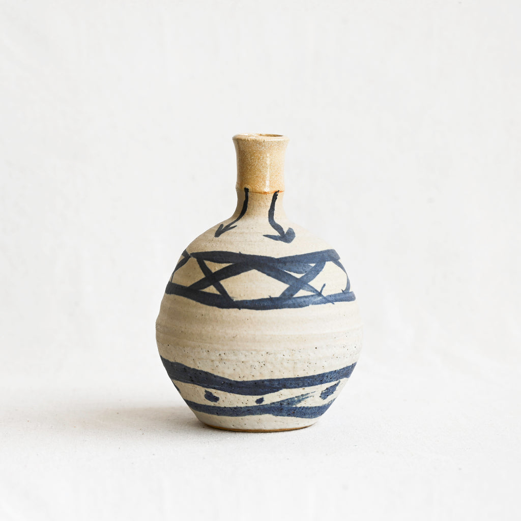 Cream and Indigo Blue Bud Vase