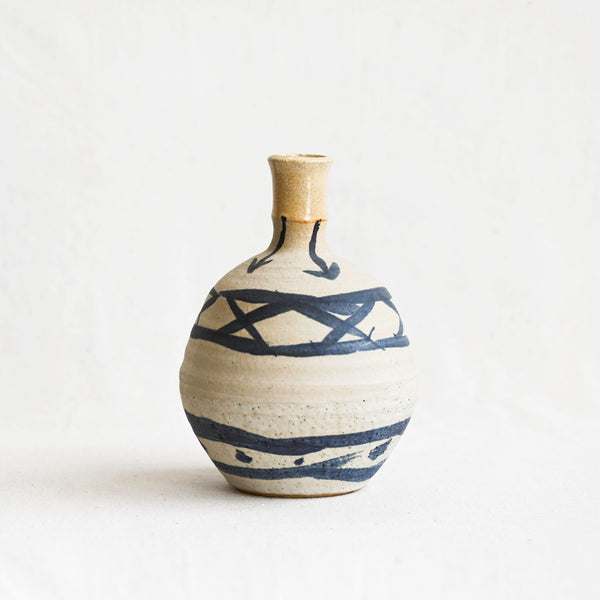 Cream and Indigo Blue Bud Vase