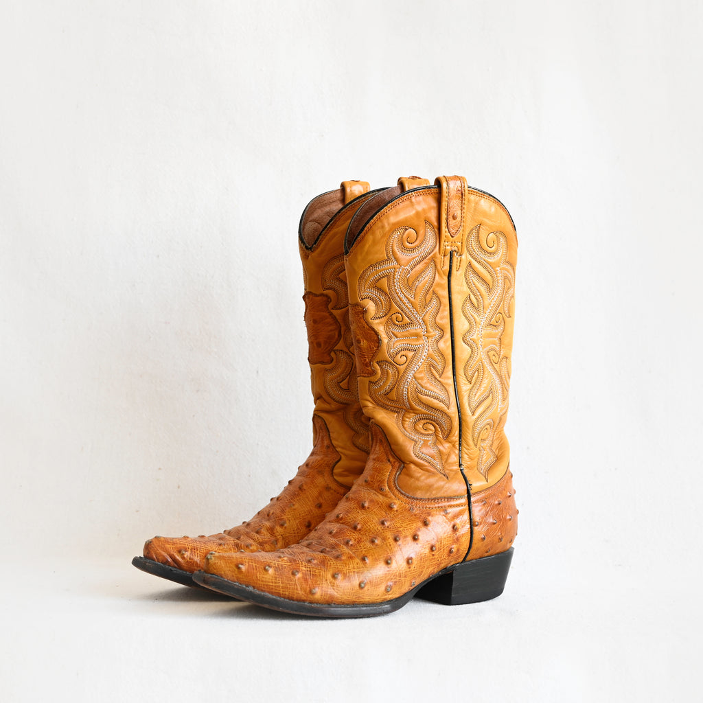 Vintage Ostrich Leather Cowboy Boot