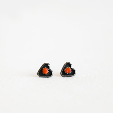 Vintage Coral Heart Earrings
