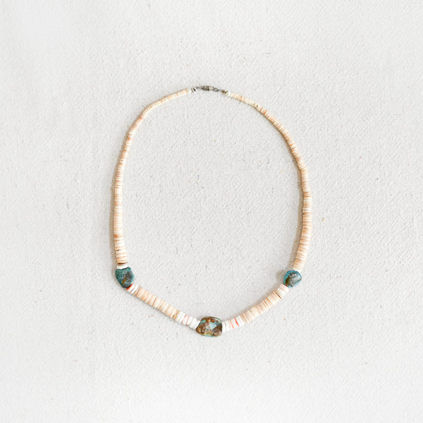 Vintage Turquoise and Puka Necklace