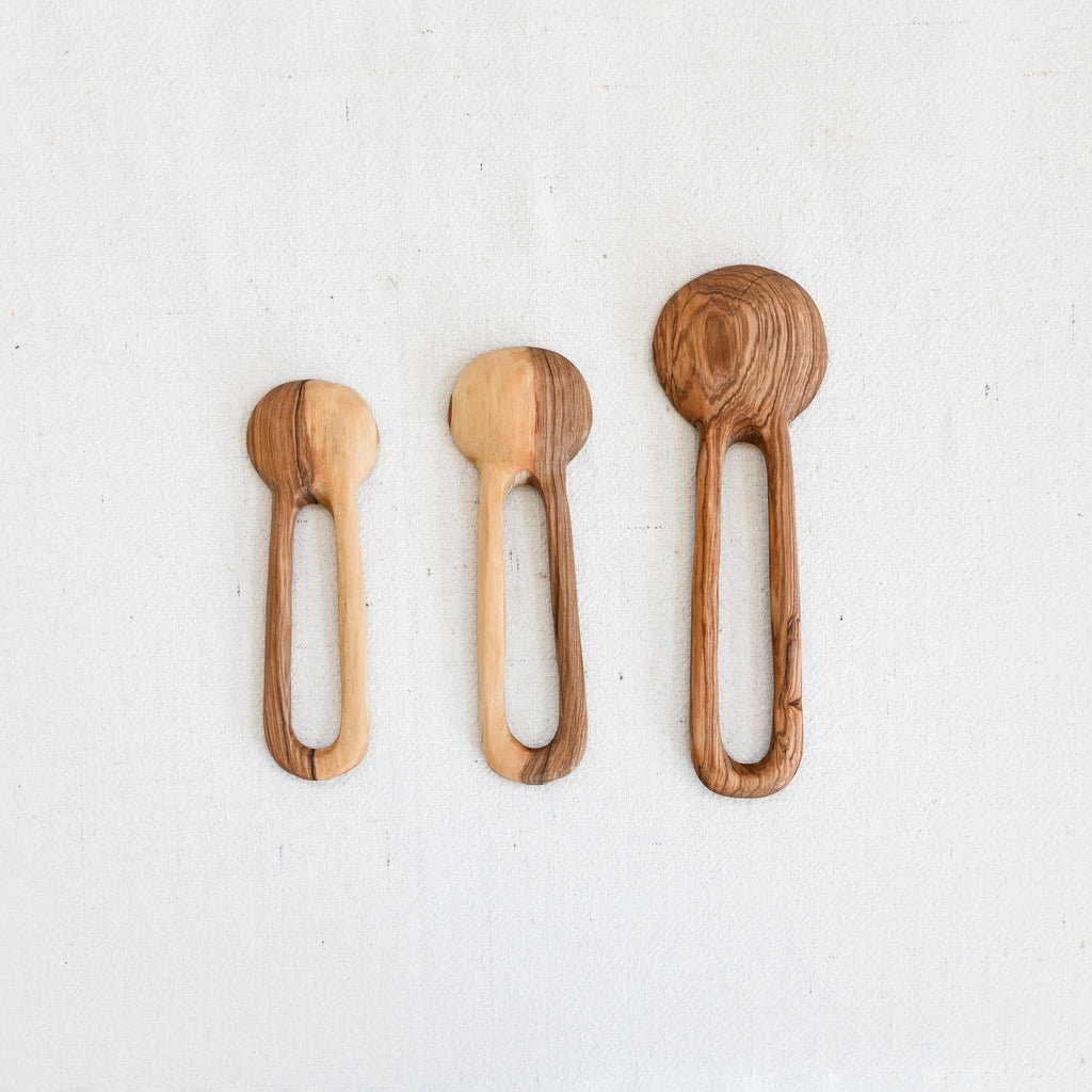 Olive Wood Serving Spoons Set of Three