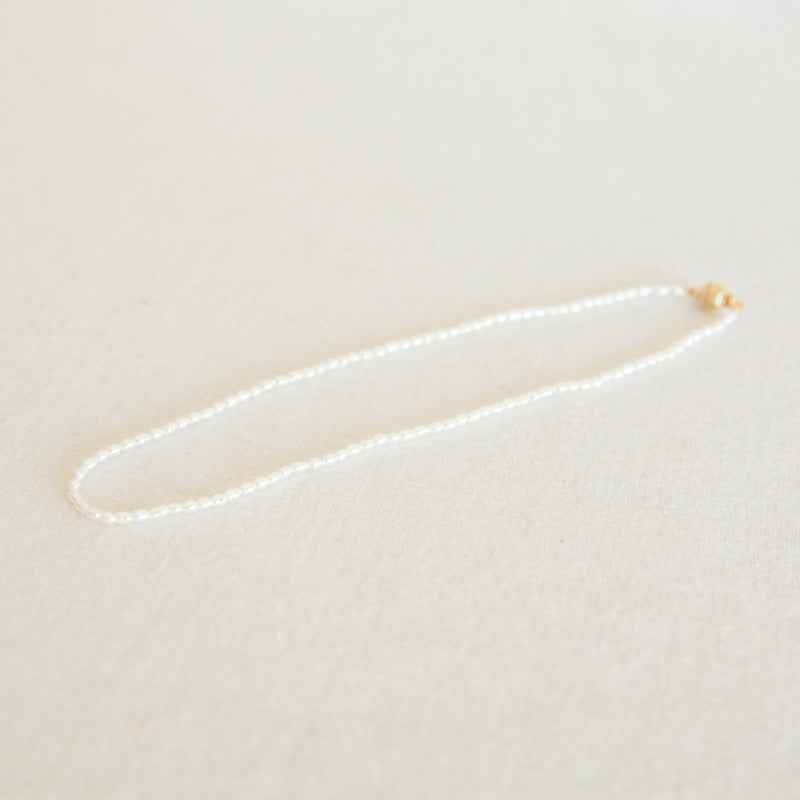 Baby Rice Pearl Necklace - 12"