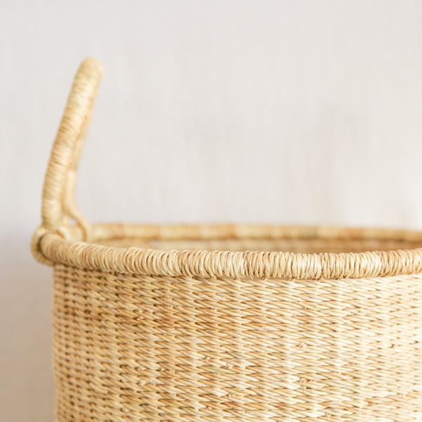 Tall Straw Basket with Handles at General Store