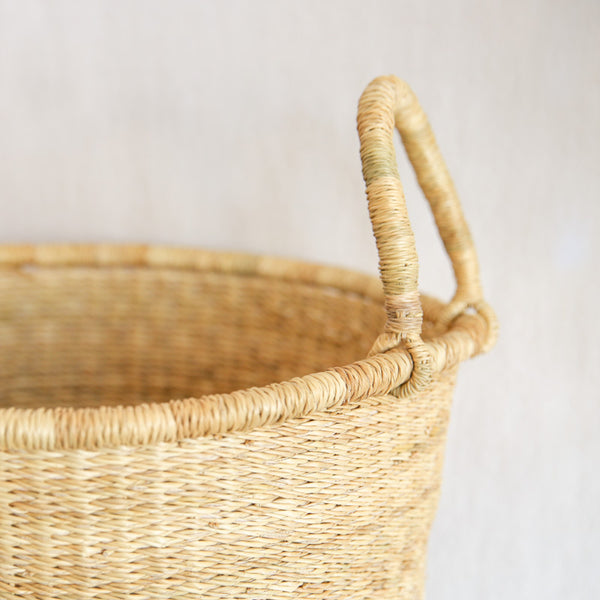 Tall Straw Basket with Handles at General Store