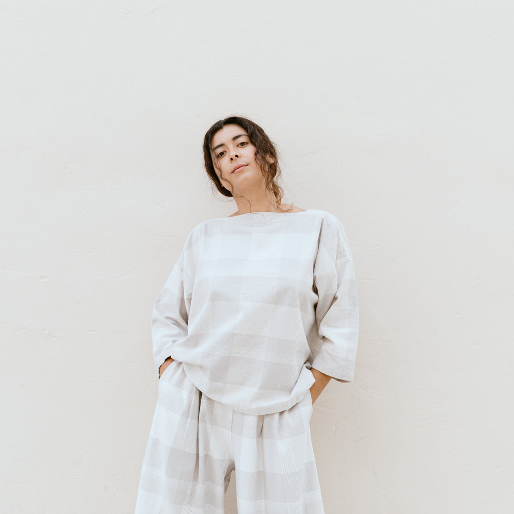 Boat Neck Top - Plaid