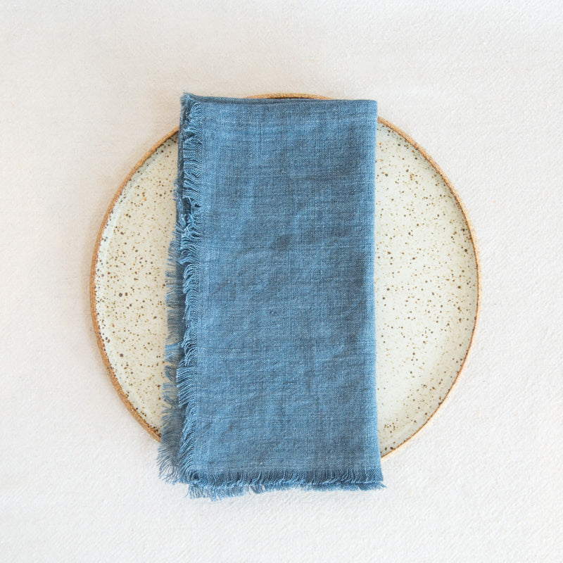 Stone Washed Linen Napkin - Blush and Denim Blue