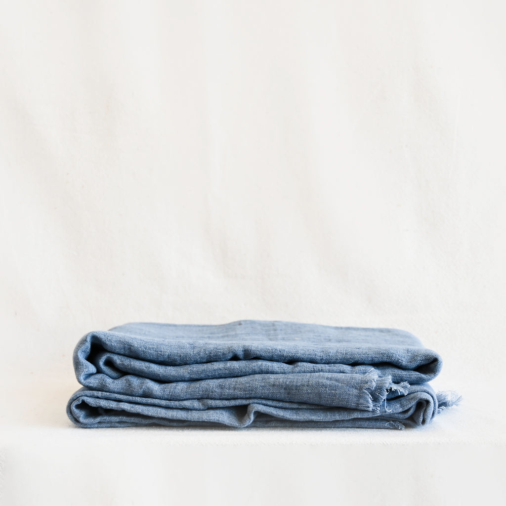 Stone Washed Linen Throw - Denim