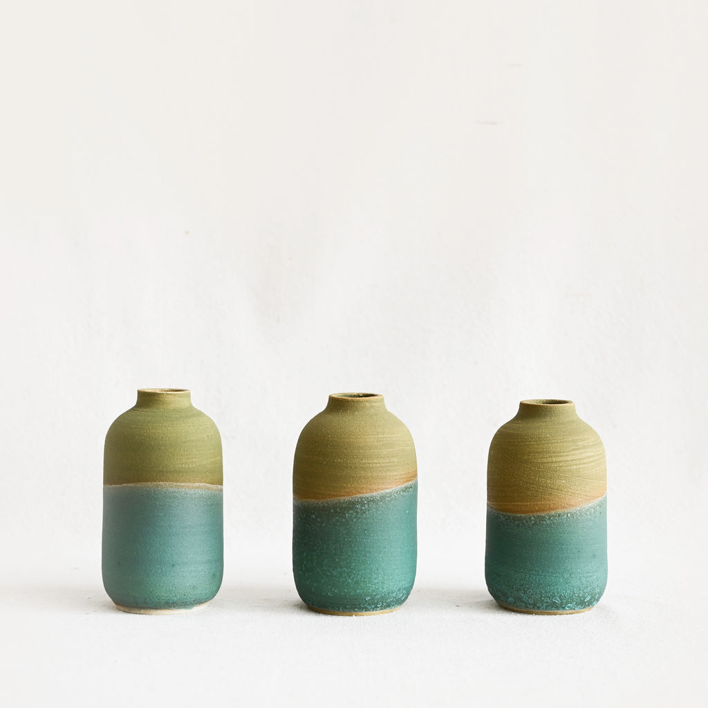 Pinky Vase - Olive and Teal