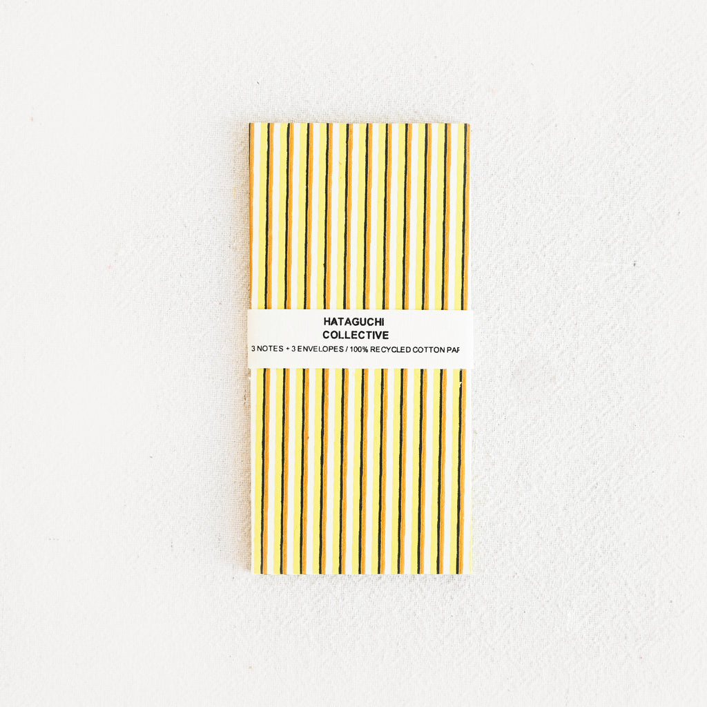 Large Envelope Notecard Set - Stripes Yellow Mix