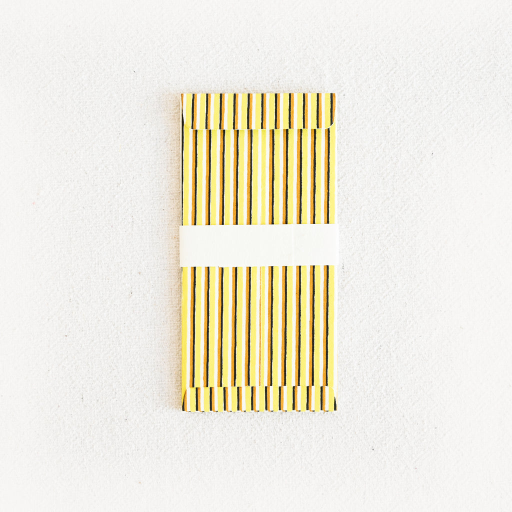 Large Envelope Notecard Set - Stripes Yellow Mix