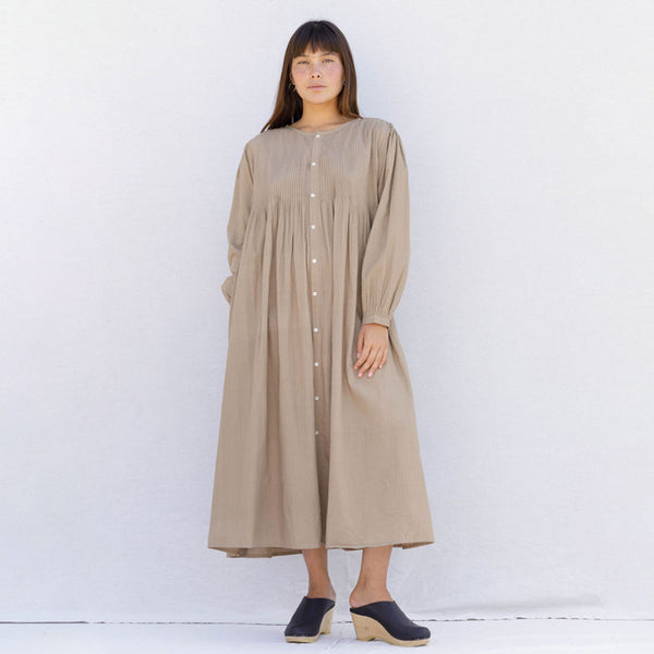 Khadi Cotton Plant Dye Dress - Camel