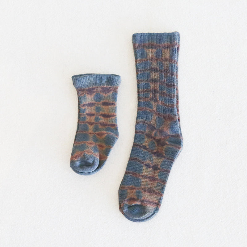 Brown & Blue Tie Dye Socks - Kids