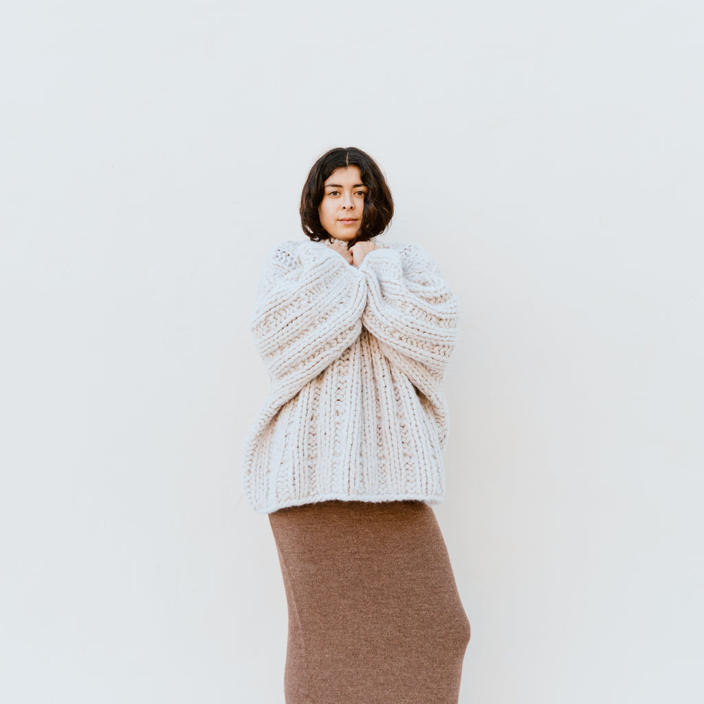 Handknit Rib Mockneck - Putty