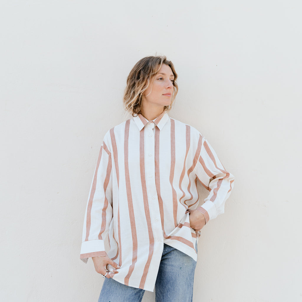 Wide Stripes Shirt - Adobe