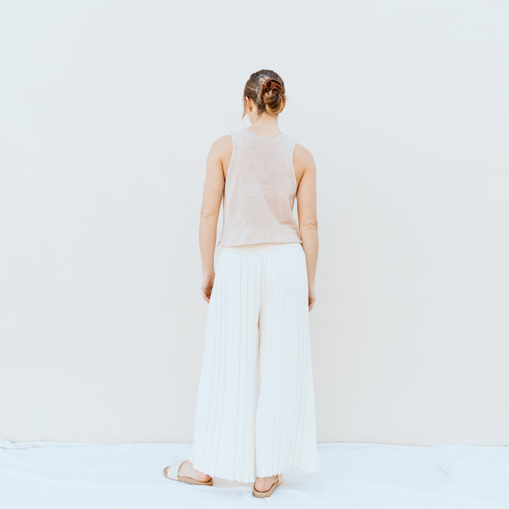 Pleated Knit Pant - Natural