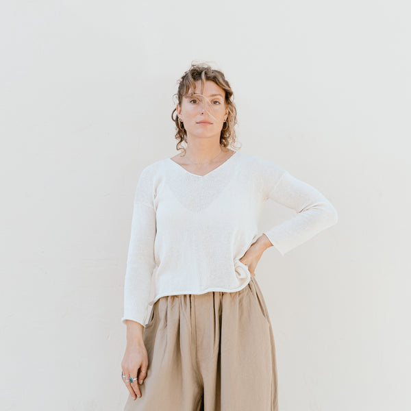 Linen V-Neck Sweater