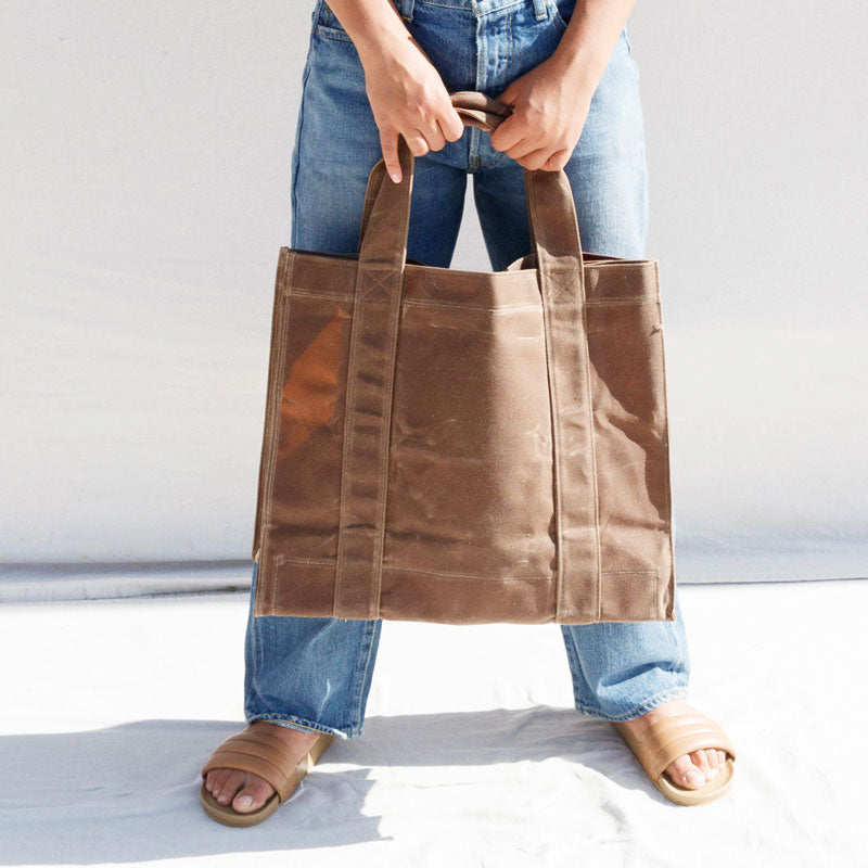 Small Lot Waxed Tote - Brush Brown