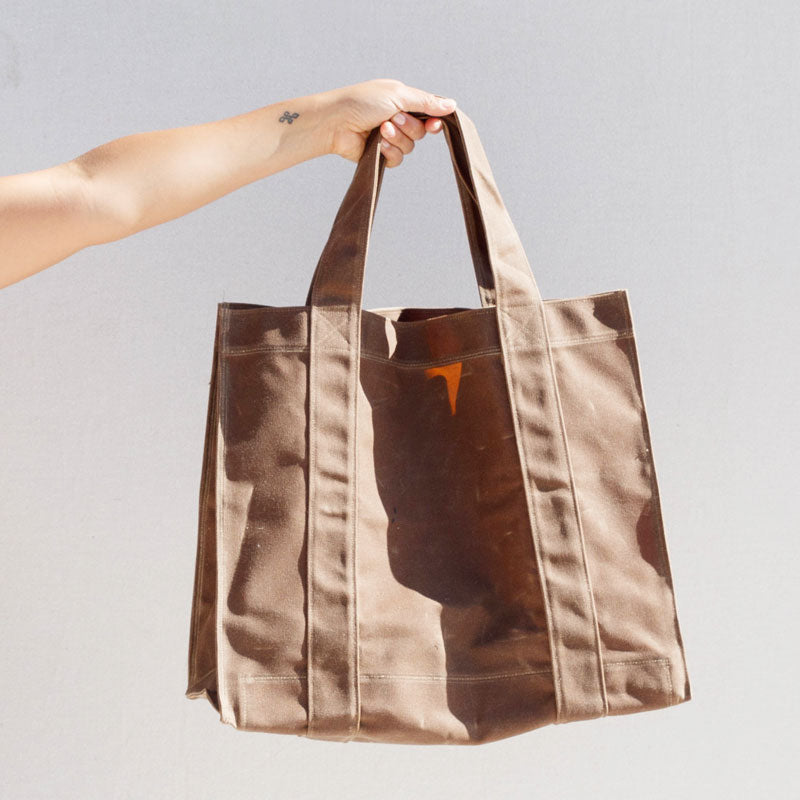 Small Lot Waxed Tote - Brush Brown