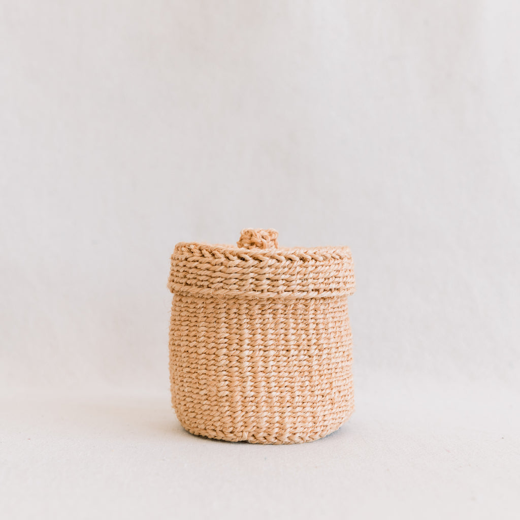 Small Lidded Basket - Blush