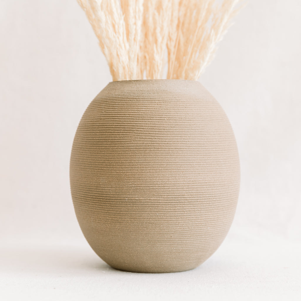 Ribbed Sand Bulb Vase