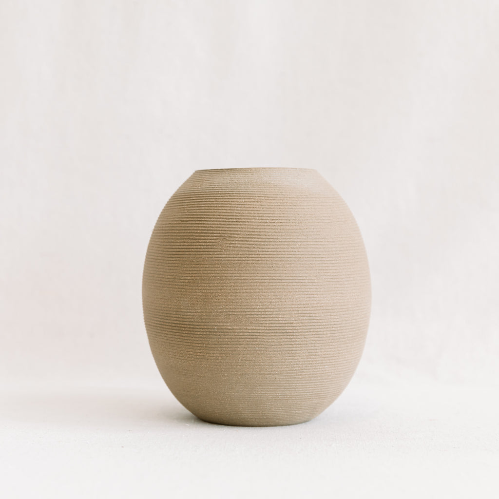 Ribbed Sand Bulb Vase