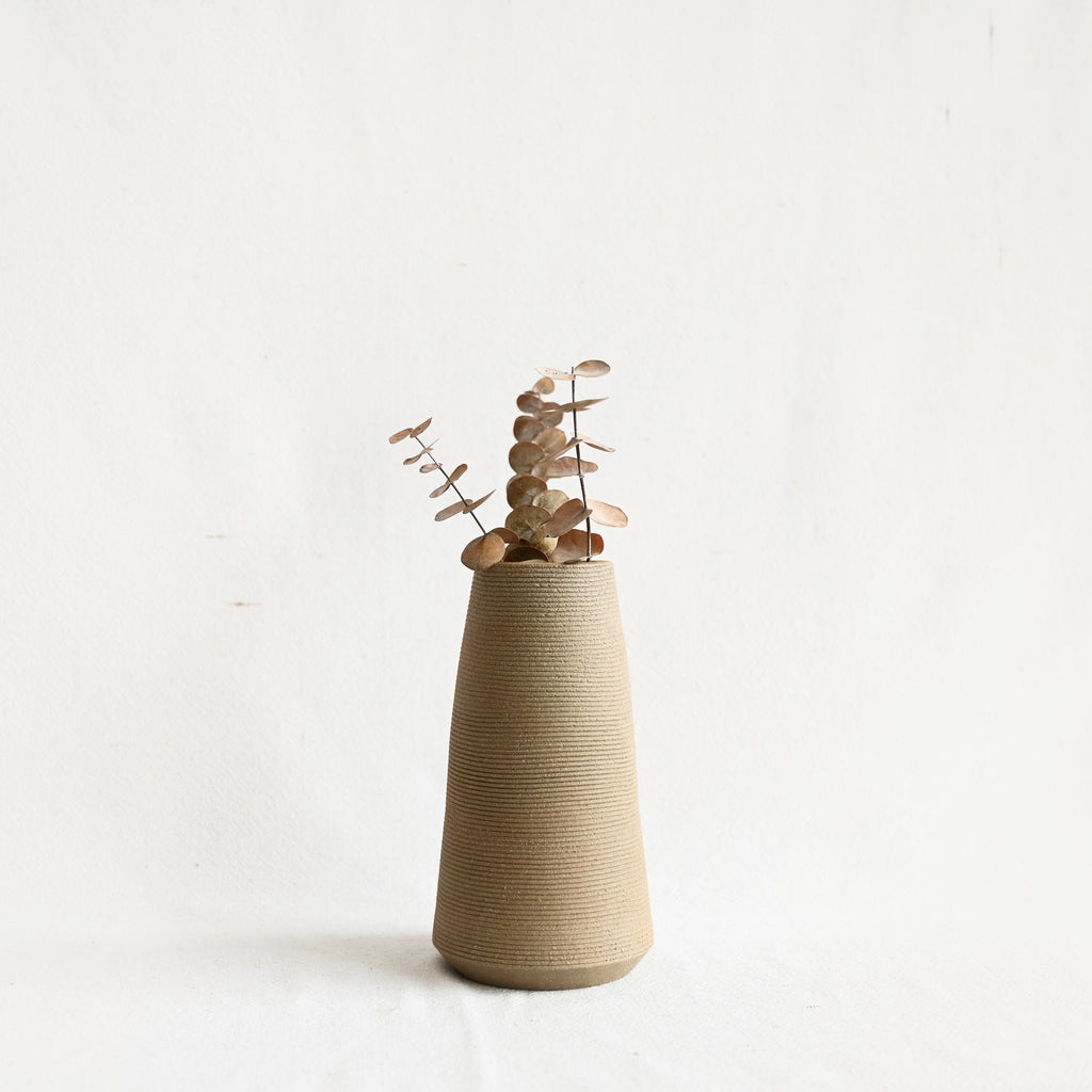 Ribbed Sand Small Cone Vase