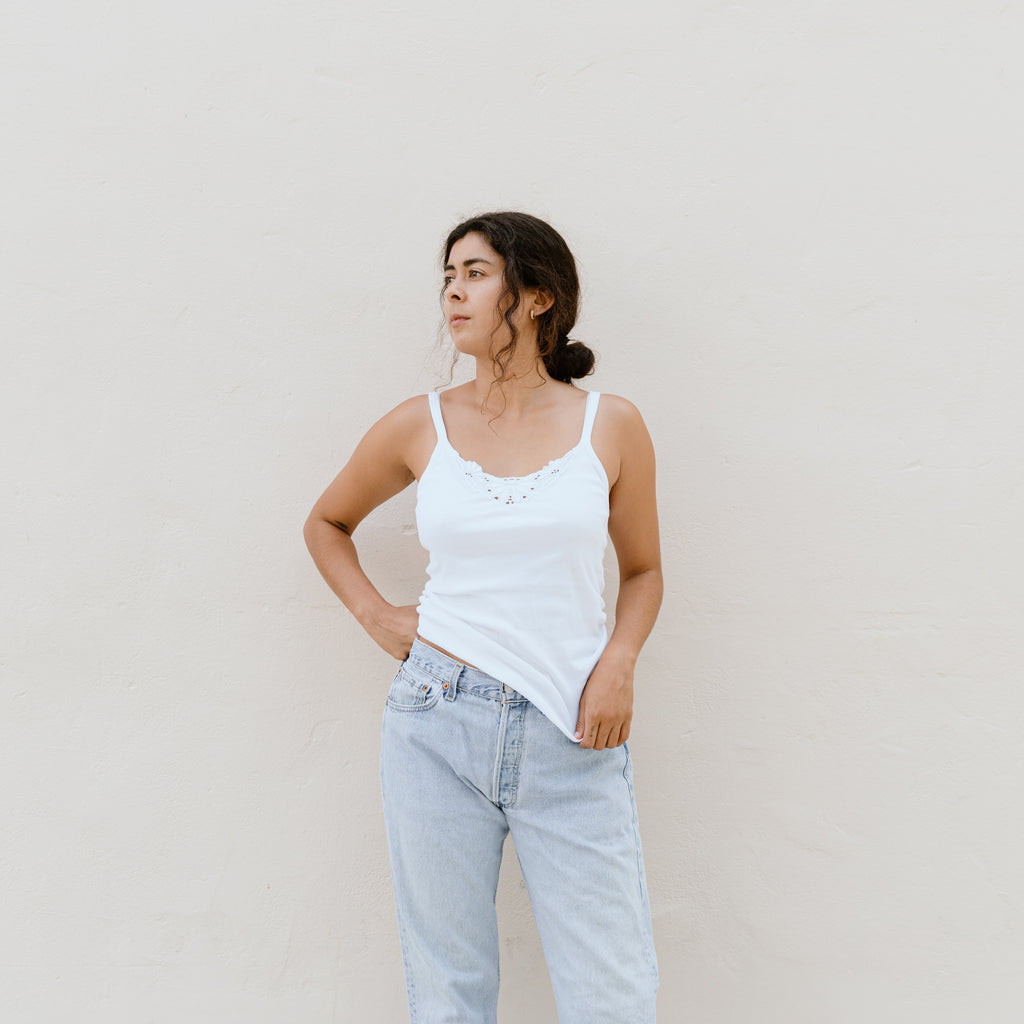 Vintage White Lace Front Tank