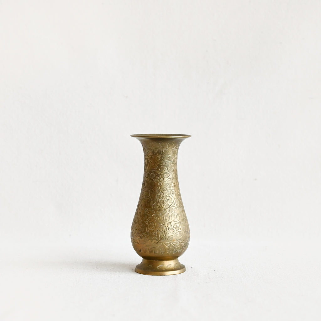 Vintage Engraved Brass Vase at General Store