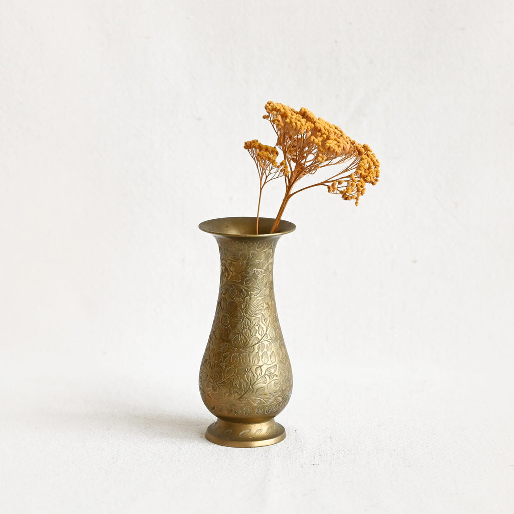 Vintage Engraved Brass Vase