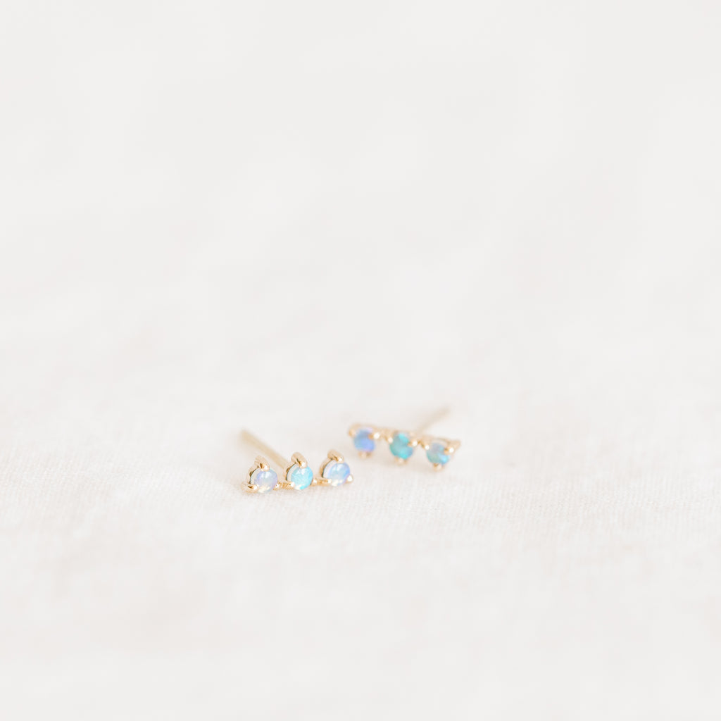 Three-Step Earring - Opals