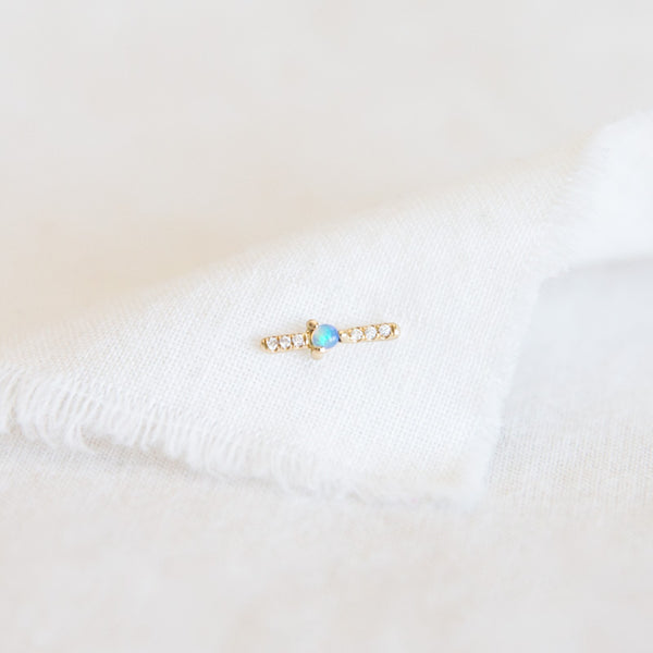 Level Earrings - Opal + White Diamonds