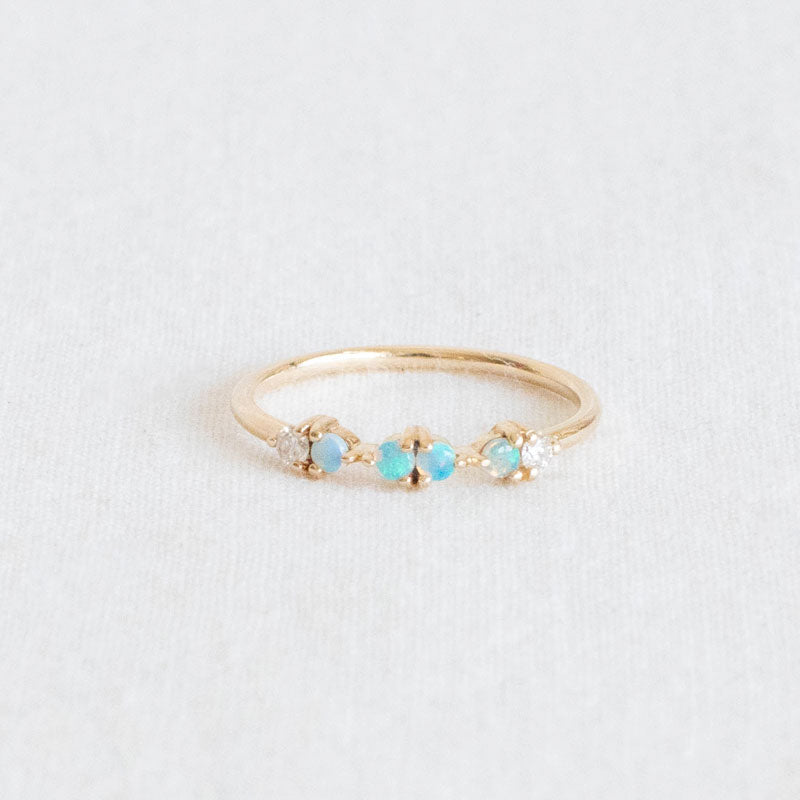 Opal & Diamond Demi-Paired Ring