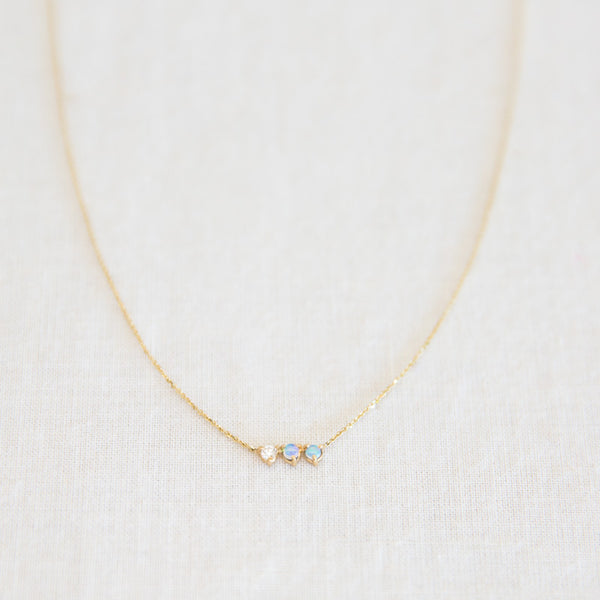 Three Points Necklace - Opals & Diamonds
